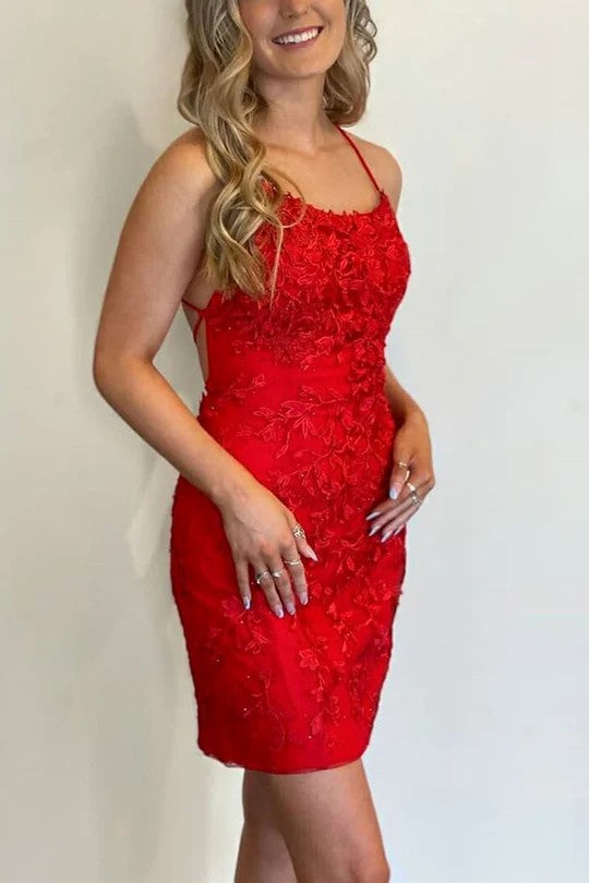 Lumidress Elegant Lace Appliqued Bodycon Mini Dress for Party & Cocktail