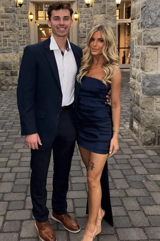 Lumidress White Strapless Bow-Back Mini Homecoming Dress