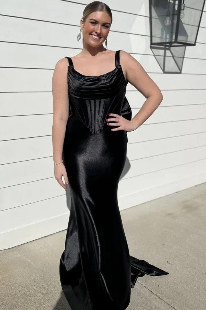 Lumidress Fuchsia Satin Mermaid Prom Gown with Statement Bow Back