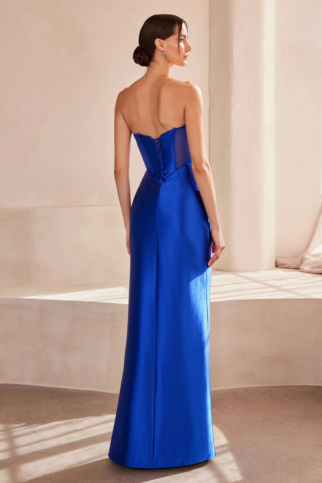 Lumidress Satin Sleeveless Floor-Length Sexy High Slit Gown