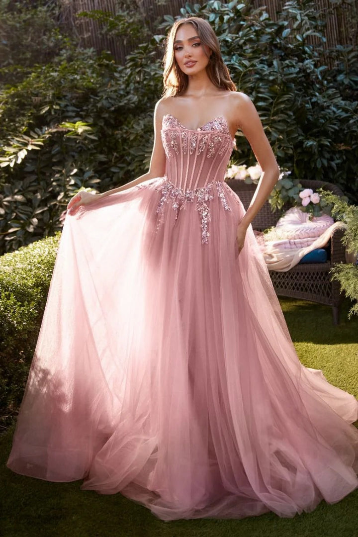 Lumidress Rose Blush Sweetheart Neckline A-Line Prom Gown