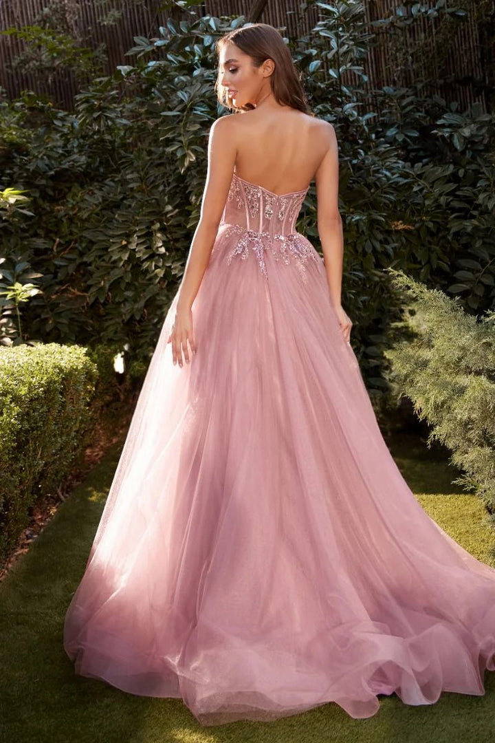 Lumidress Rose Blush Sweetheart Neckline A-Line Prom Gown
