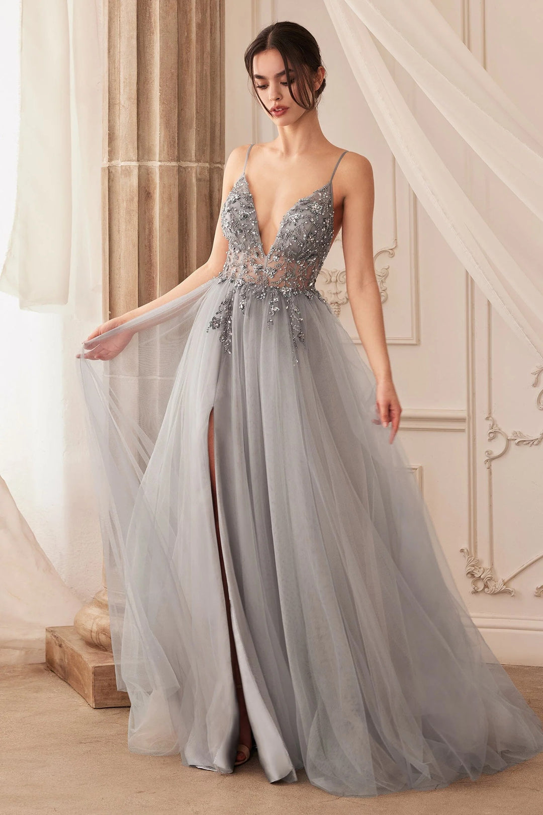 Lumidress Sleeveless V-Neck Bodice Secured with Spaghetti Straps