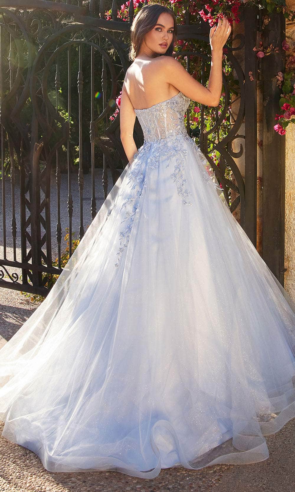 Lumidress Sweetheart Lace Applique Strapless Slit Prom Pageant Dress