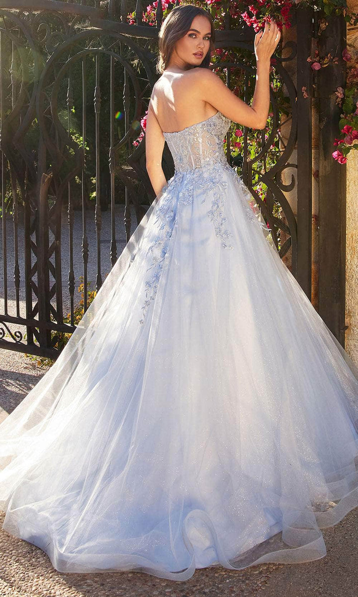 Lumidress Sweetheart Lace Applique Strapless Slit Prom Pageant Dress