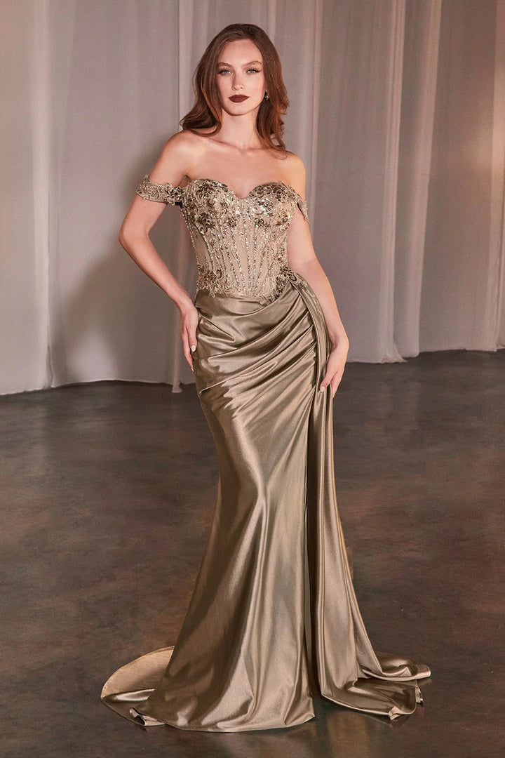 Lumidress Off Shoulder Lace Appliques Mermaid Slit Long Prom Dress