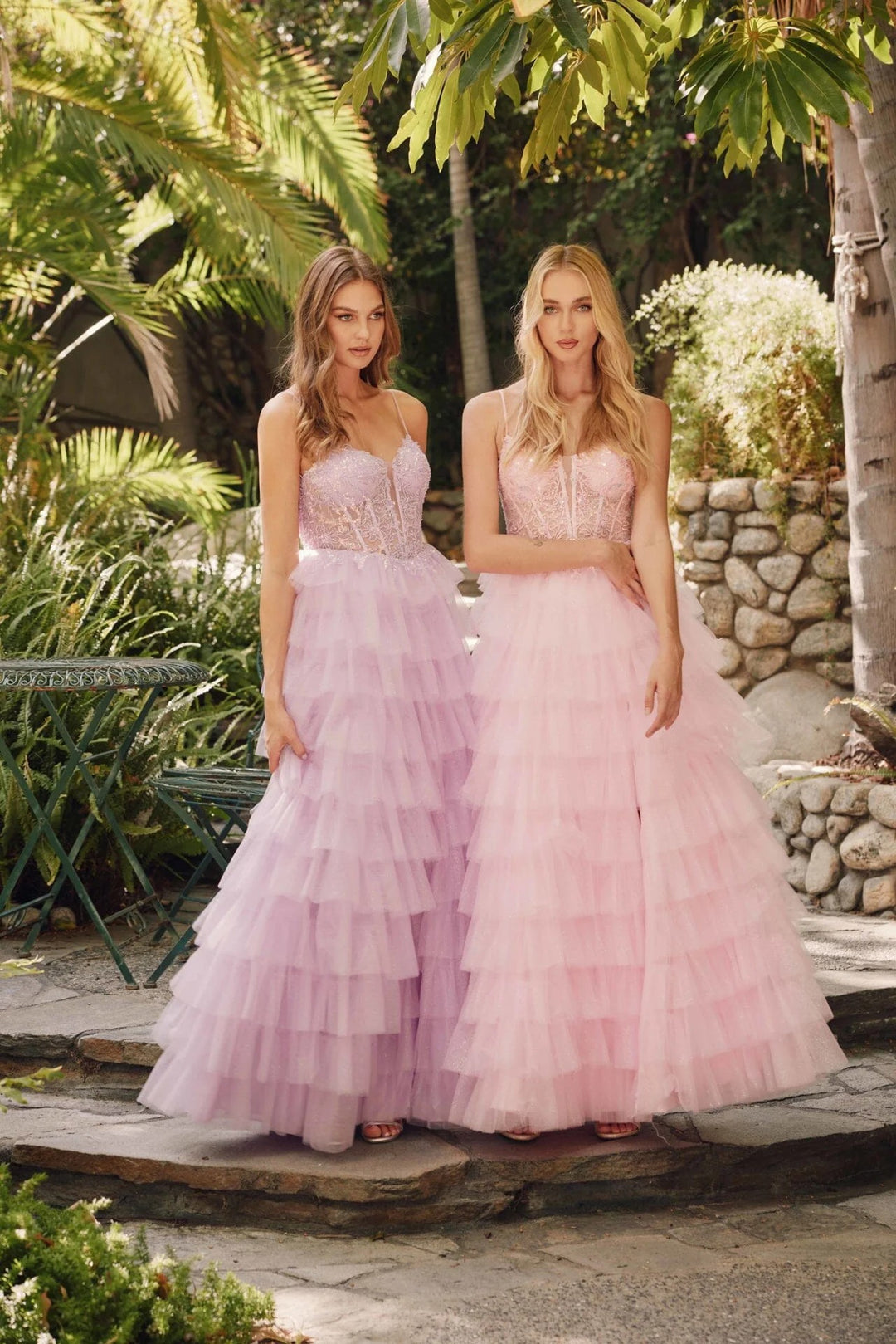 Lumidress Sleeveless Sweetheart Bustier Bodice A-Line Ruffled Tulle Slit Gown