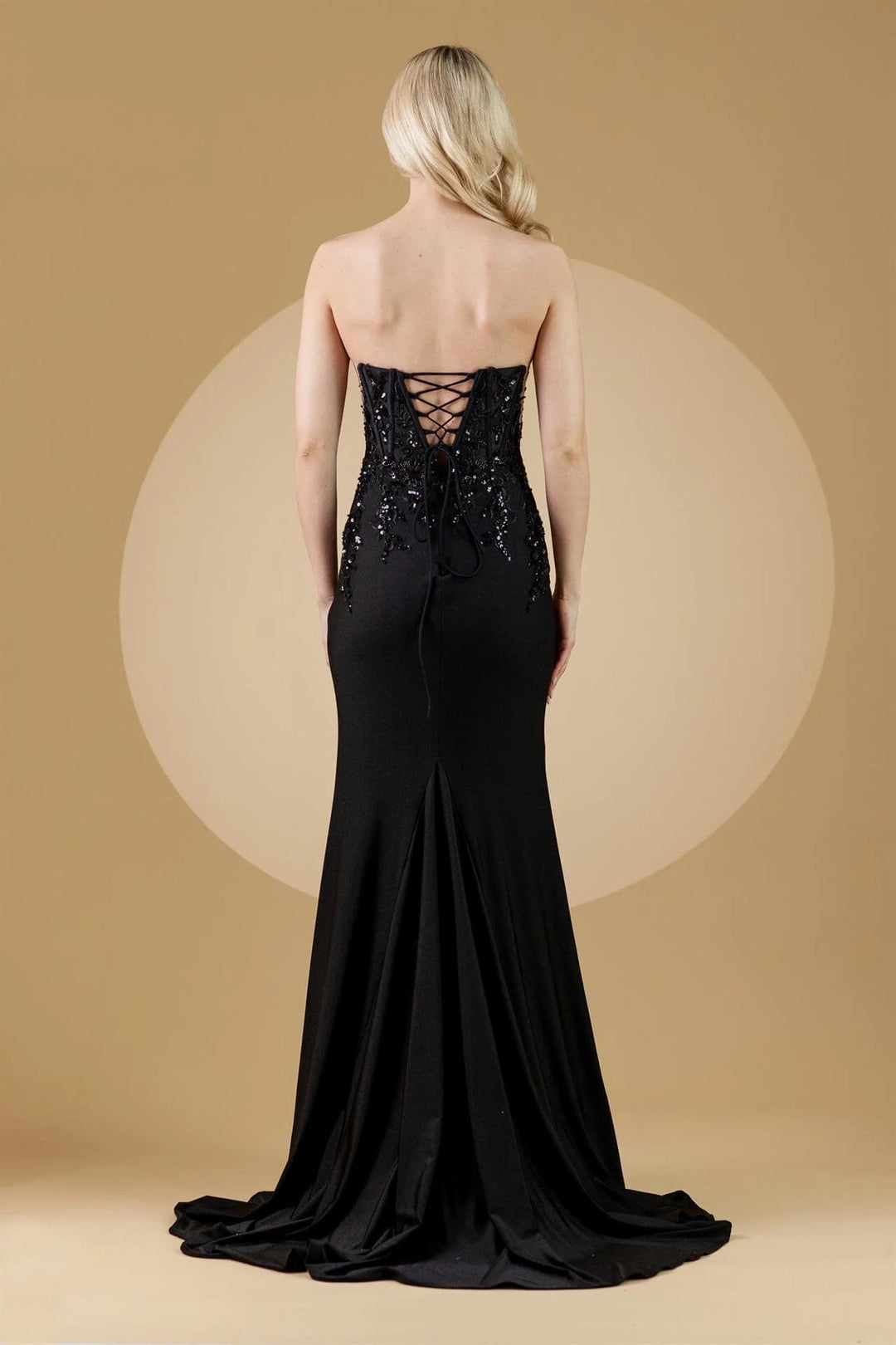 Lumidress Sheath/Column Strapless Sequin Applique Slit Prom Gown