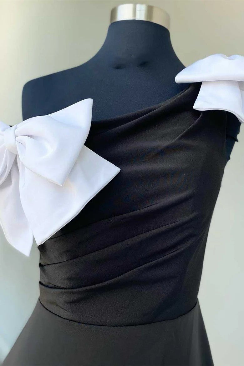 Lumidress One-Shoulder Bodycon Short Party Dress with Bow Detail