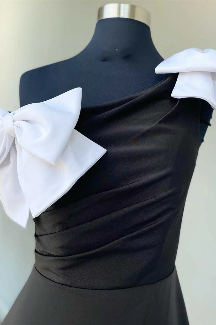 Lumidress One-Shoulder Bodycon Short Party Dress with Bow Detail