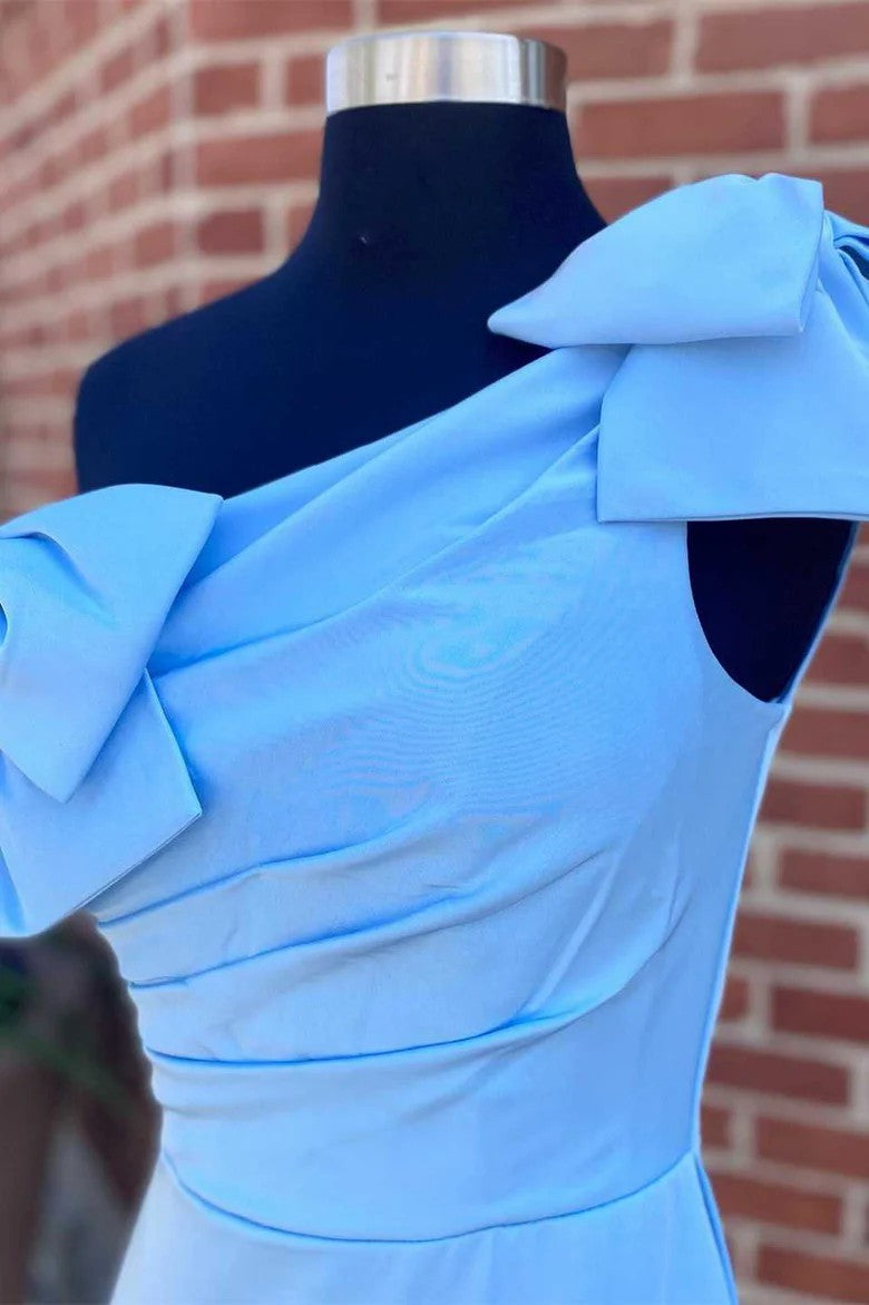 Lumidress One-Shoulder Bodycon Short Party Dress with Bow Detail