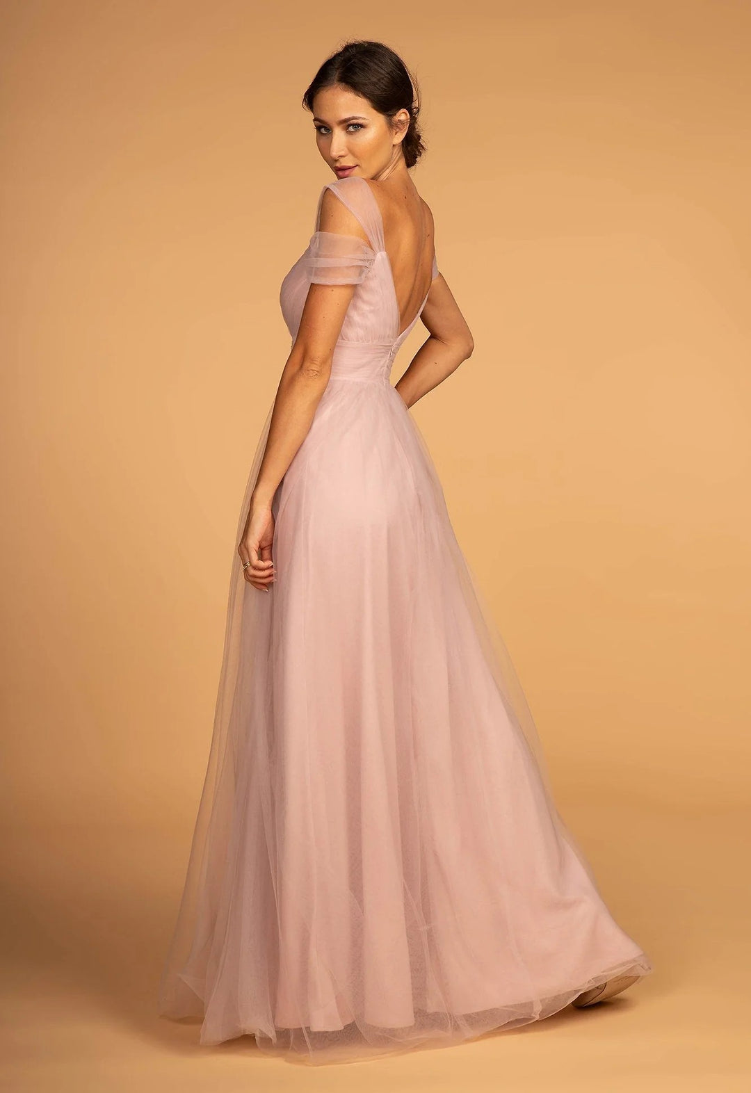 Lumidress Dusty Pink Sweetheart Neck Long A-Line Tulle Dress