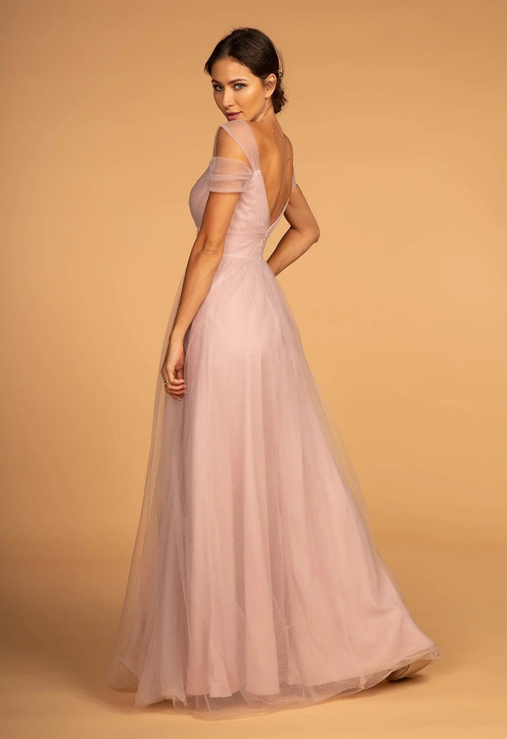 Lumidress Dusty Pink Sweetheart Neck Long A-Line Tulle Dress