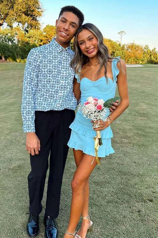 Lumidress Red Satin Sweetheart Bodycon Homecoming Dress with Ruffle Detail