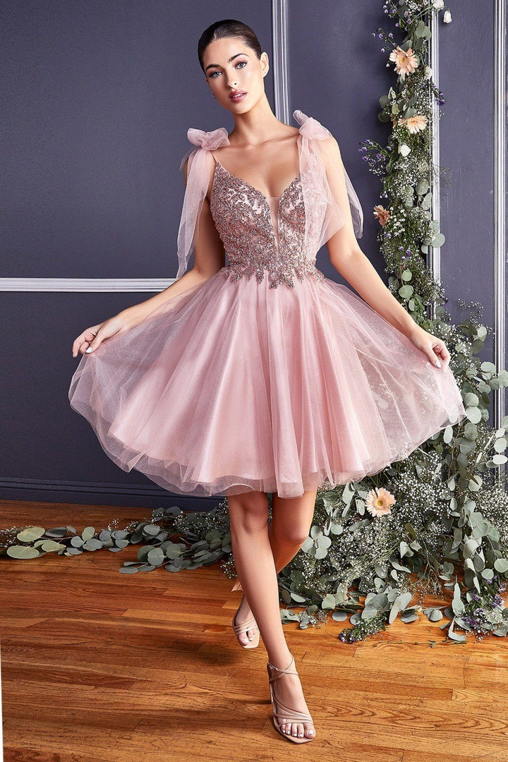 Lumidress Sweet Short A-Line Open Back Glitter Tulle Homecoming Dress