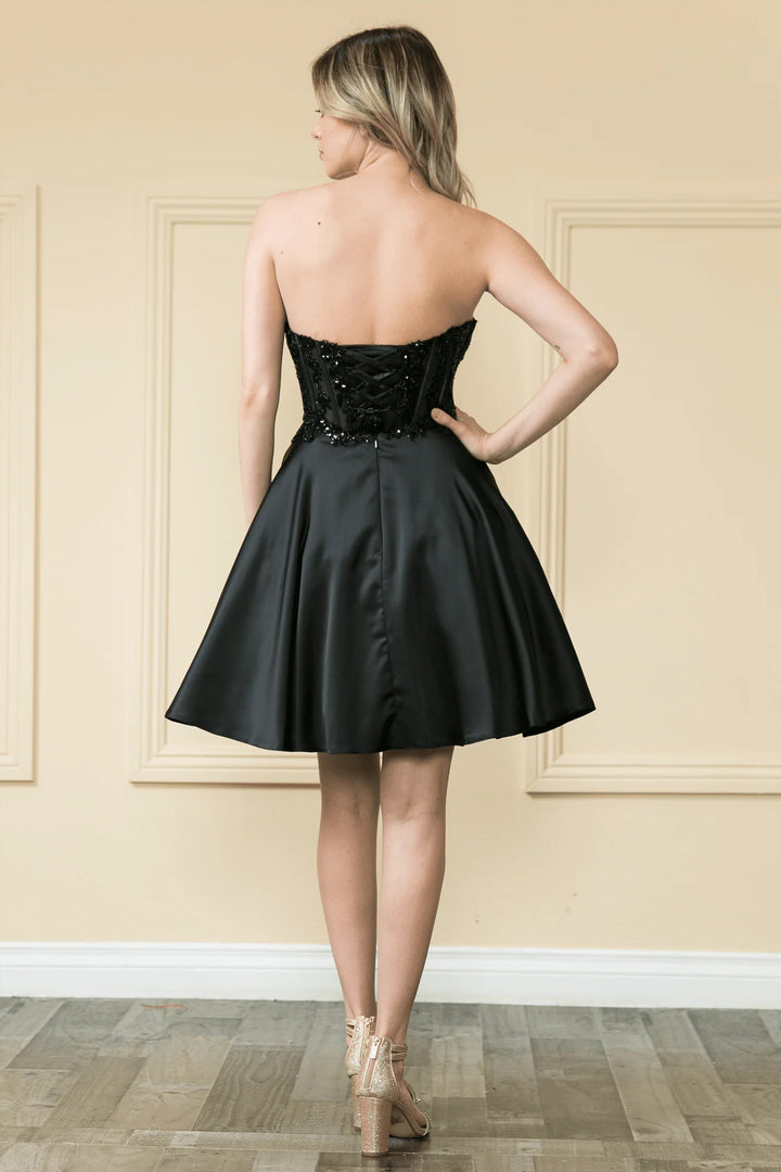 Lumidress Off-Shoulder Sequin Short A-Line Corset Cocktail Prom Dress