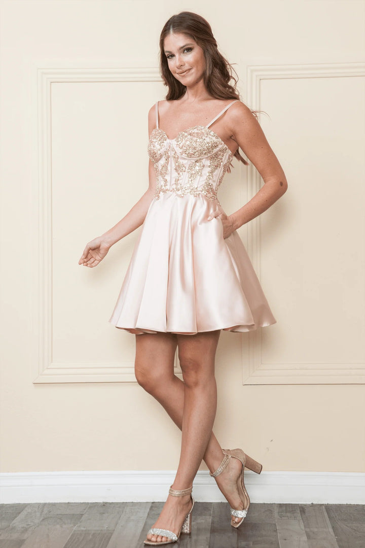 Lumidress Off-Shoulder Sequin Short A-Line Corset Cocktail Prom Dress