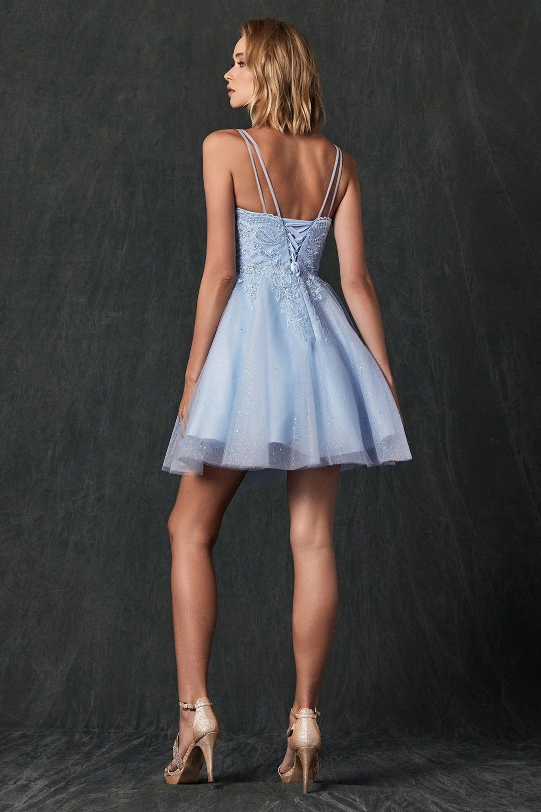 Lumidress Off-Shoulder Short Glitter Tulle A-Line Dress