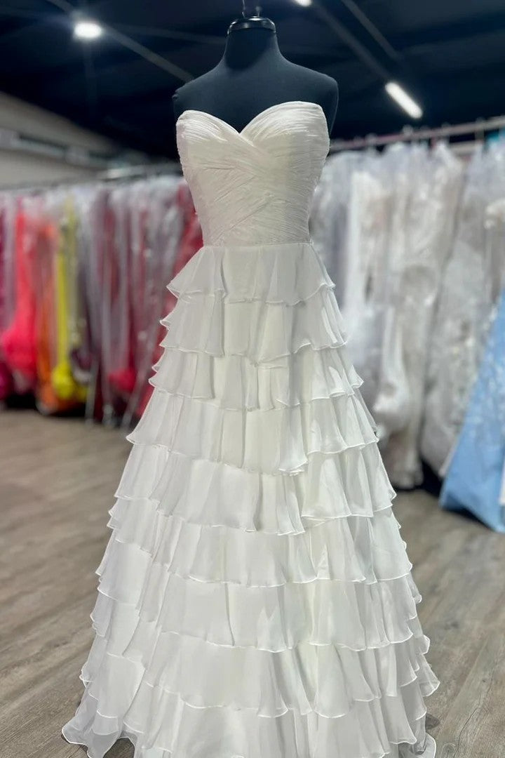 Lumidress Strapless Sweetheart Layered A-Line Prom Dress