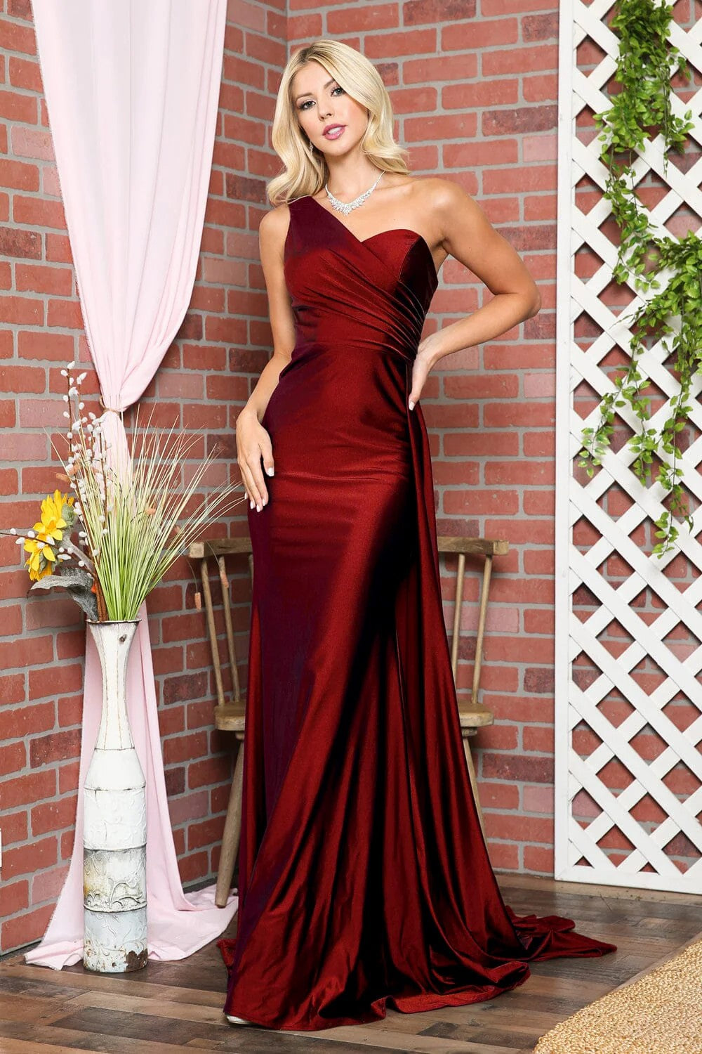 Lumidress One Shoulder Sweetheart Bodice Mermaid Plus Size Formal Gown