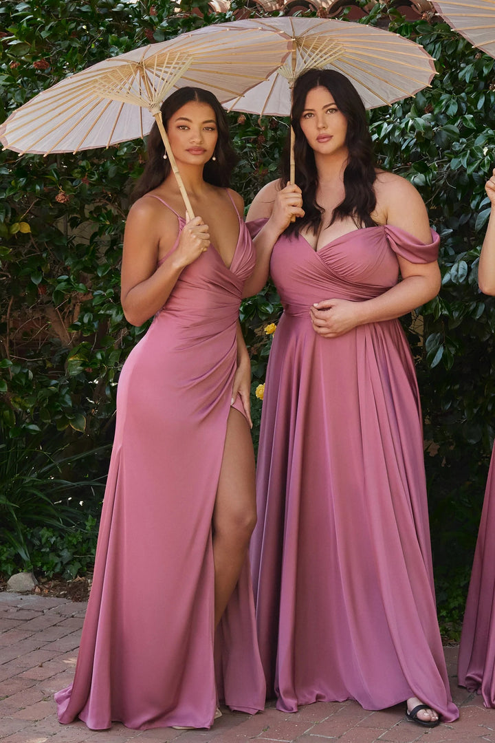 Lumidress Fitted Long Sleeveless V-Neck Satin Dress