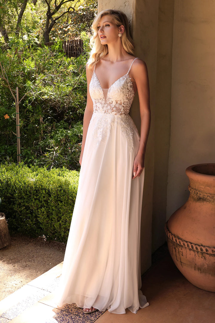 Lumidress Elegant White Lace Bodice A-Line Wedding Dress