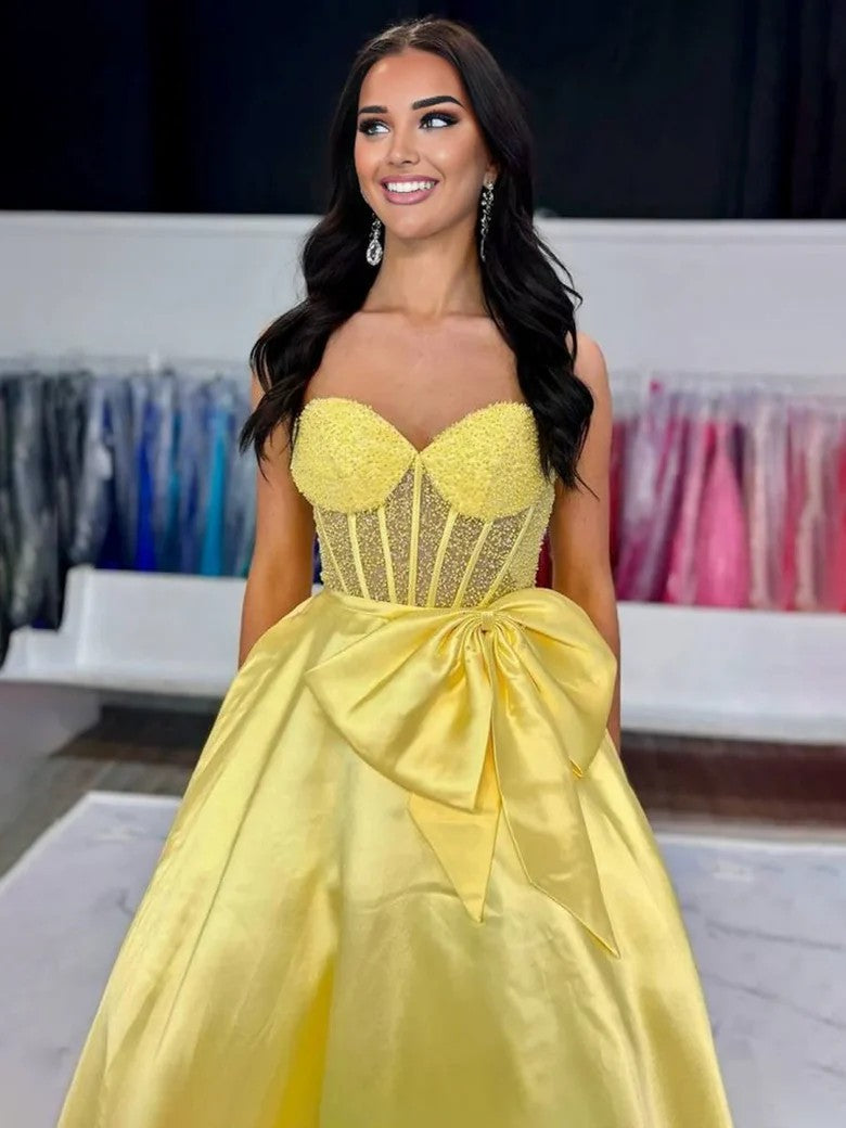 Lumidress Aqua Strapless Sweetheart Ball Gown with Beaded Bodice &amp; Satin Skirt