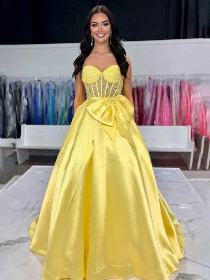 Lumidress Aqua Strapless Sweetheart Ball Gown with Beaded Bodice &amp; Satin Skirt
