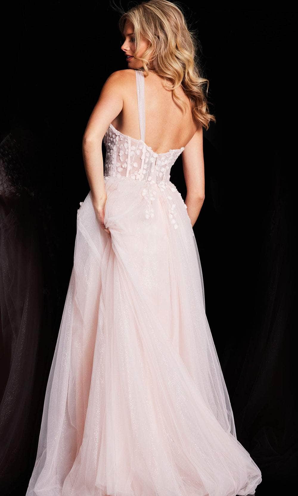 Lumidress One-Shoulder Lace Appliques High Slit Tulle Prom Dress
