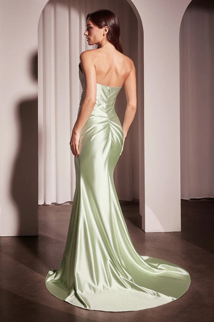 Lumidress Off-Shoulder Long Satin Slit Prom Dress