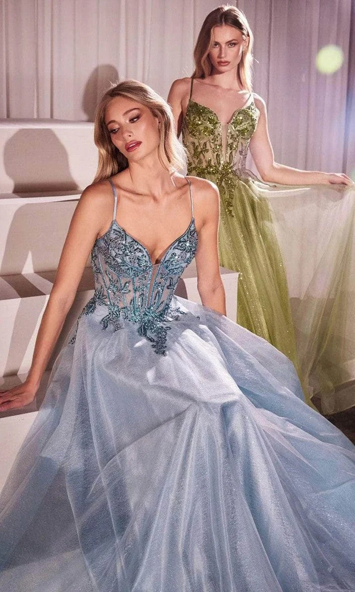 Lumidress Spaghetti Straps V-Neck Layered Skirt Tulle A-Line Prom Dress