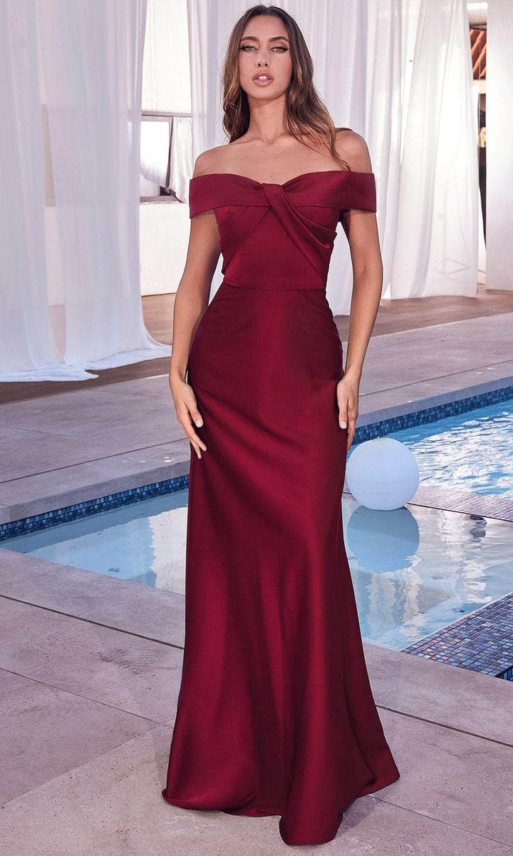 Lumidress Off Shoulder Knotted A-Line Satin Gown