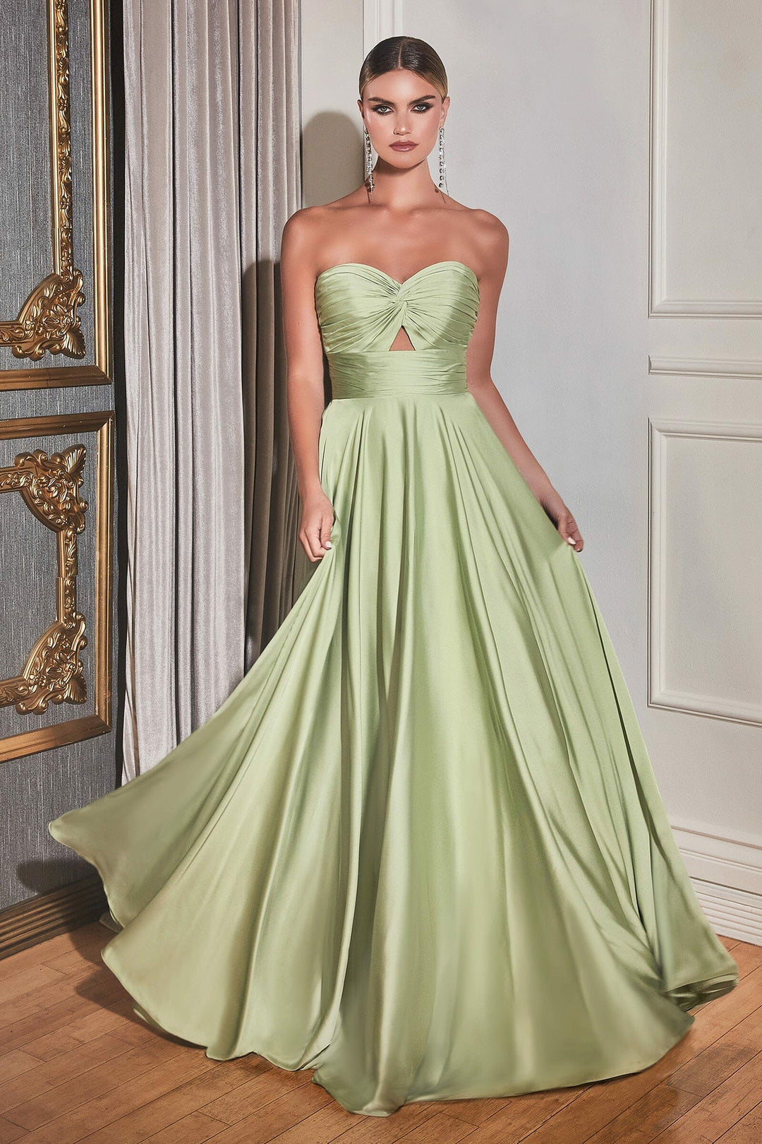 Lumidress Long Satin Strapless A-Line Floor-Length Bridesmaid Dress