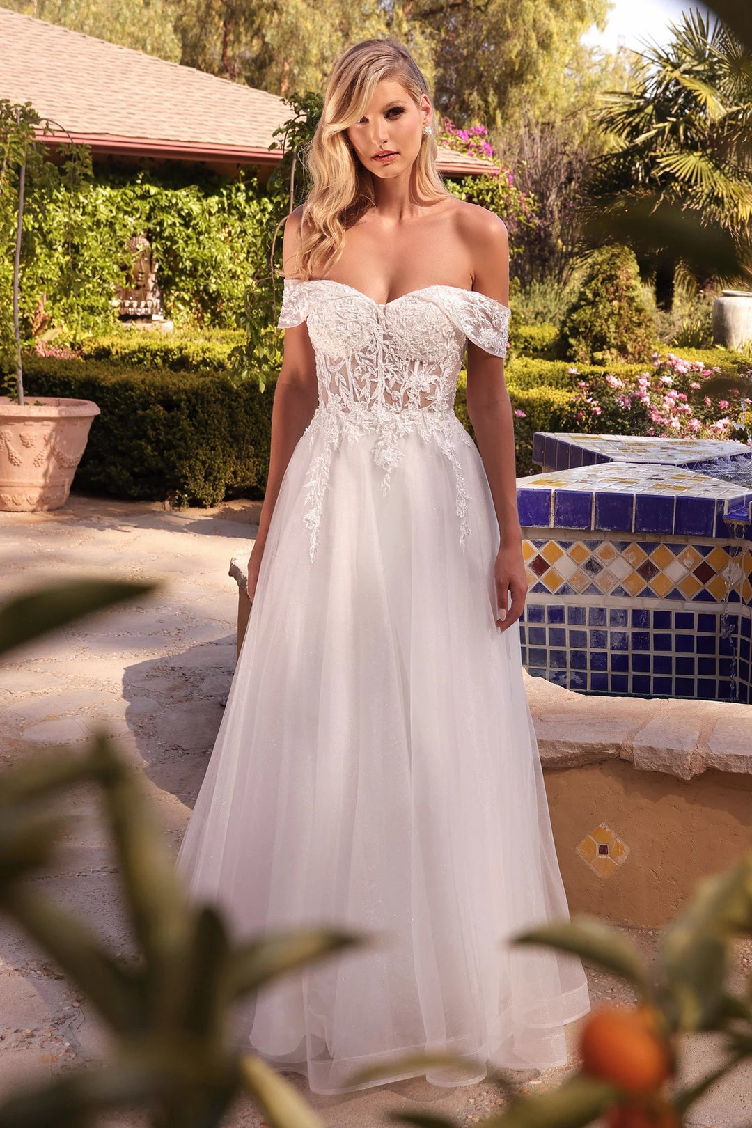 Lumidress Off Shoulder Lace Appliques A-Line Bridal Gown