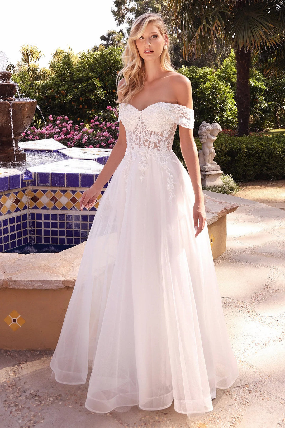 Lumidress Off Shoulder Lace Appliques A-Line Bridal Gown