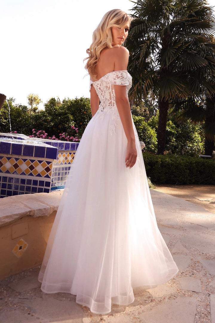 Lumidress Off Shoulder Lace Appliques A-Line Bridal Gown