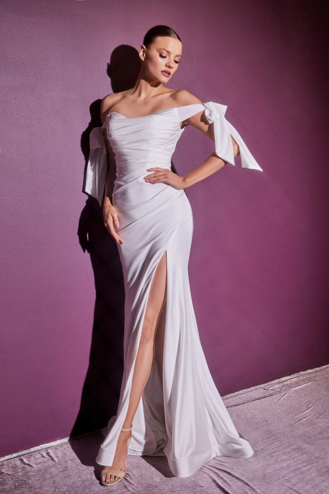Lumidress White Off-Shoulder Trumpet Gown