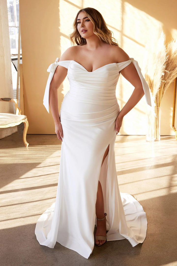 Lumidress White Off-Shoulder Trumpet Gown
