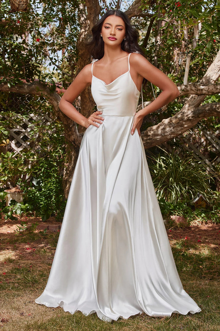 Lumidress Satin Sleeveless Cowl Neck A-Line Gown
